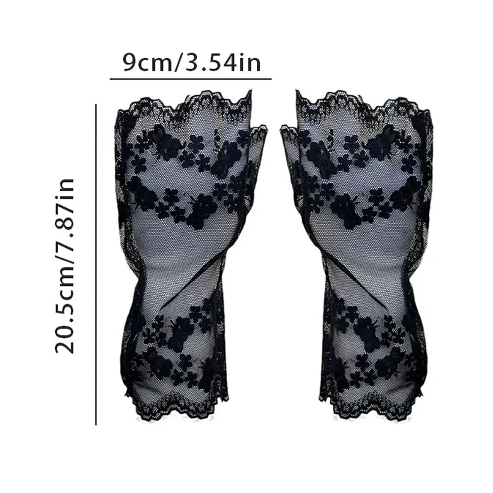 Women Sexy Lace Gloves Sunscreen Short Gloves Fingerless Lace Driving Gloves Spring Summer Fashion Mittens Dressy Accessories