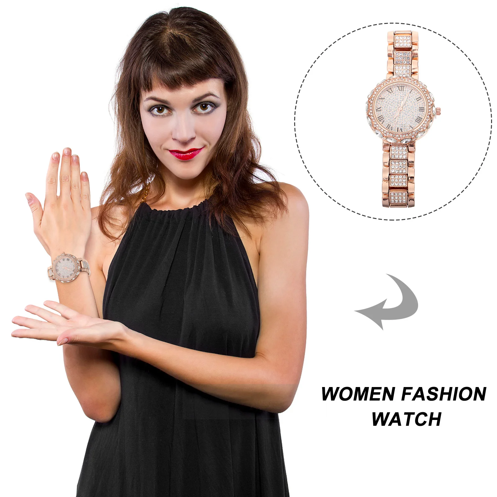 

LIFKOME Rhinestone Wristwatch for Women Stylish Fashion Decorative Timepiece