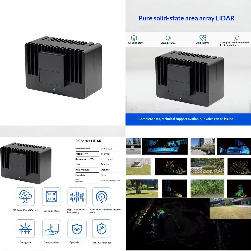 Yunshis D445 D-TOF Multi-line Solid-state Face Array LiDAR 30m Navigation Obstacle Avoidance Ranging Real Scene Scanning