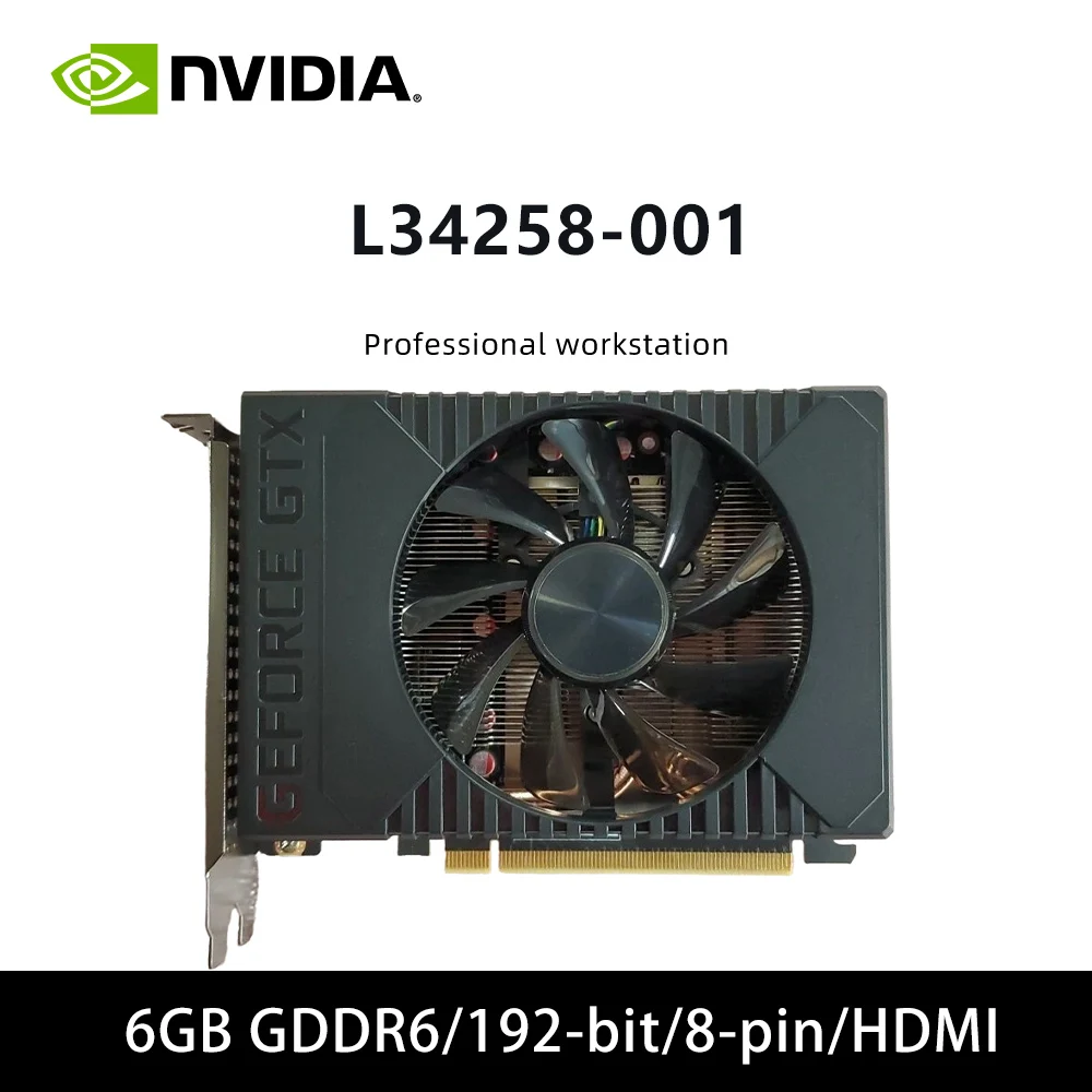 GTX 1660 Ti 6G GDDR6 L34258-001 1660TI بطاقة الرسومات دعم PCIE 3.0 HDMI DP DVI 8pin مروحة واحدة للكمبيوتر المكتبي