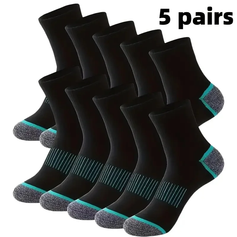 5 Pairs Men's Premium Sports Socks  High-Quality Cotton Soft Comfortable Sweat-Absorbent Breathable for Outdoor Activities