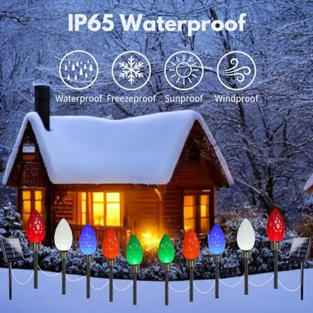 10-Pack Upgraded Solar C9 Christmas Lights Strawberry Bulbs Pathway Decorations Waterproof Outdoor Yard Garden Patio