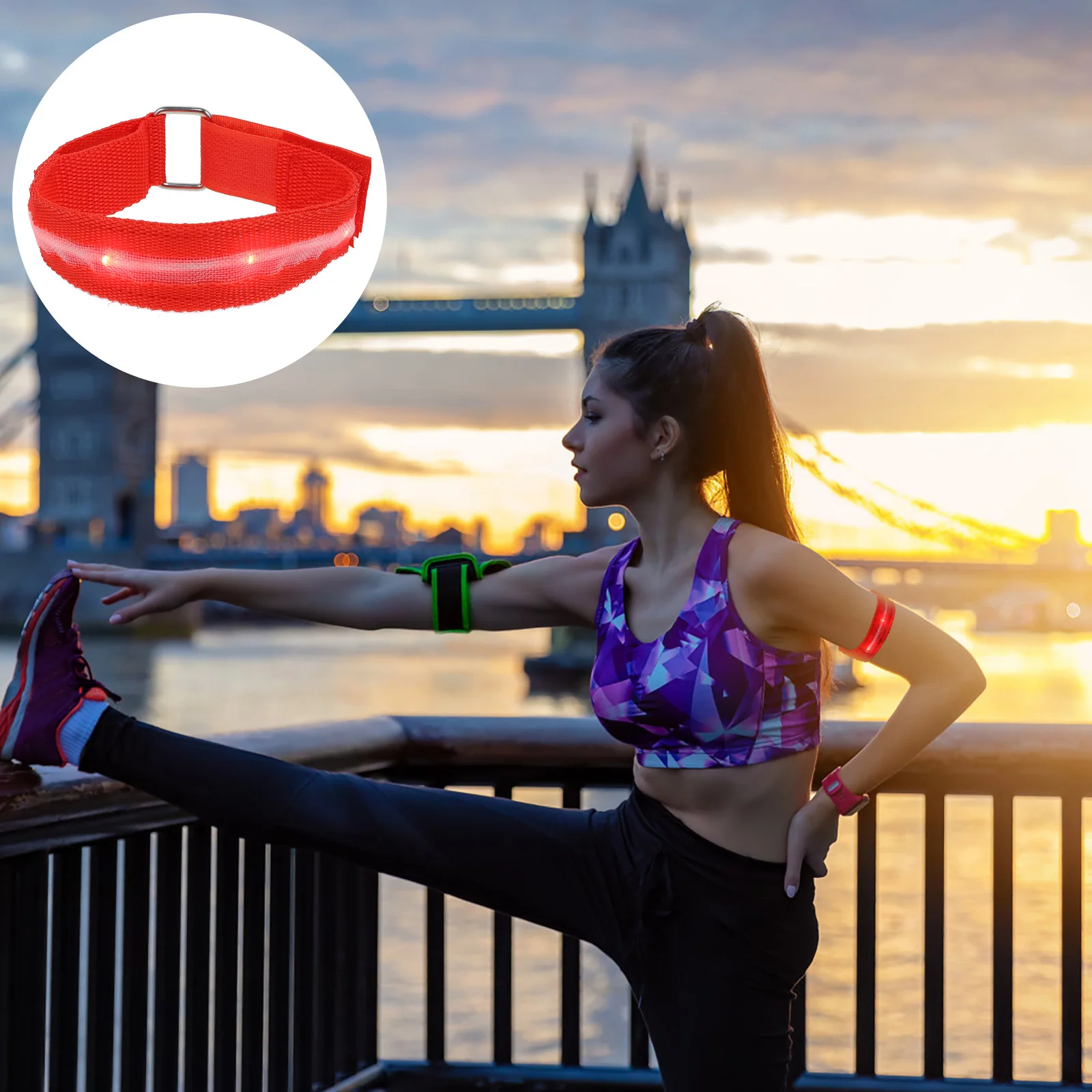 1 قطعة حزام الذراع مضيئة Led متوهجة سوار أحمر قابل للتعديل شارة السلامة ليلا تشغيل الدراجات الأنشطة في الهواء الطلق متوهجة