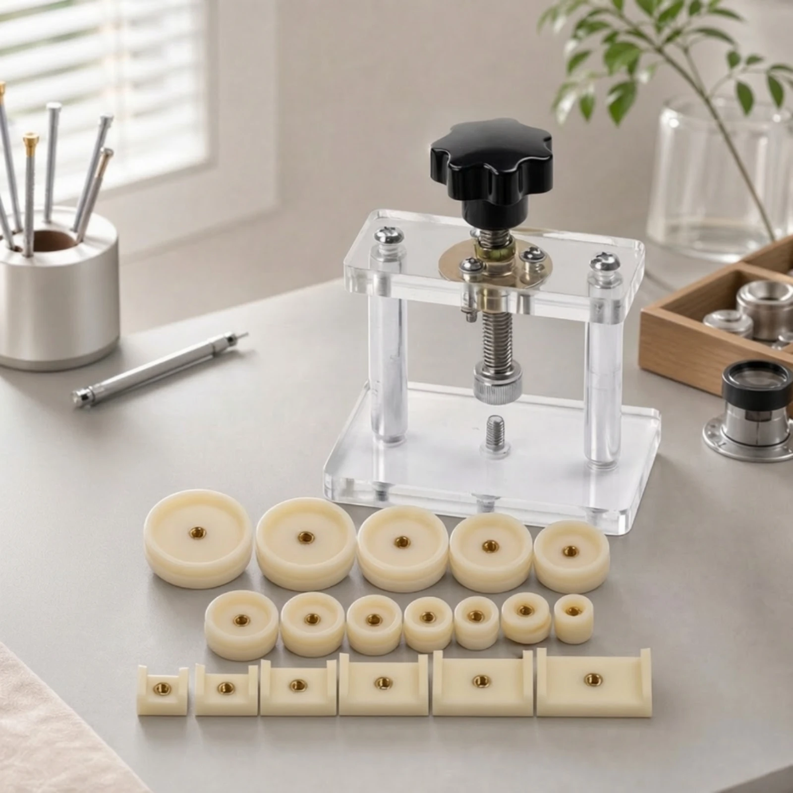 Watch Case-Back Press Accurate Pressure Control Watch Press Tool Compatible with Rectangular Watches Long-Lasting