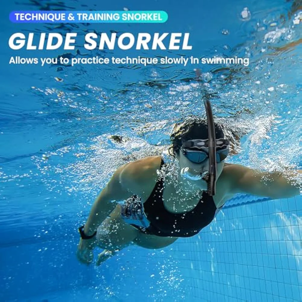 Swimming Snorkel Center-Mount Silicone Mouthpiece One-Way Purge Valve for Lap Swimming Swimming Training