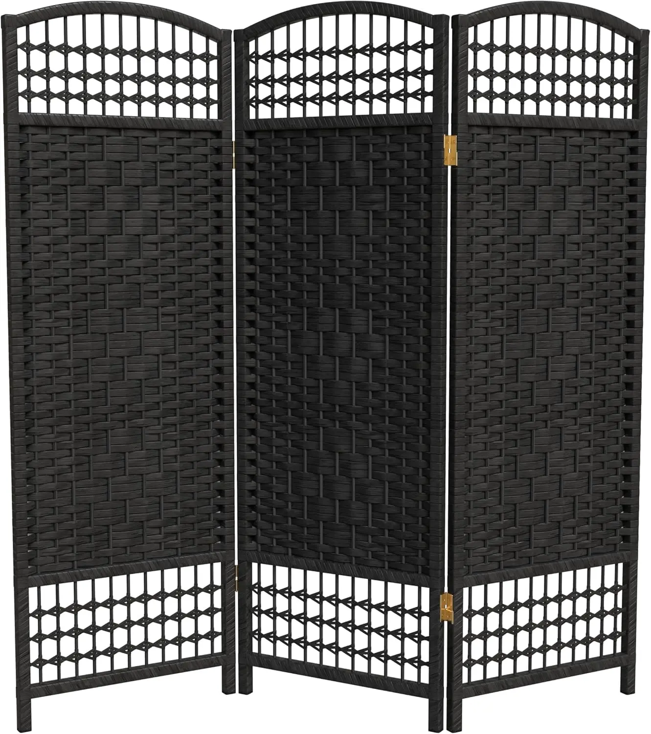 

Black 3-Panel Folding Screen, Natural Fiber Weave, Easy Fold & Store for Home Decor