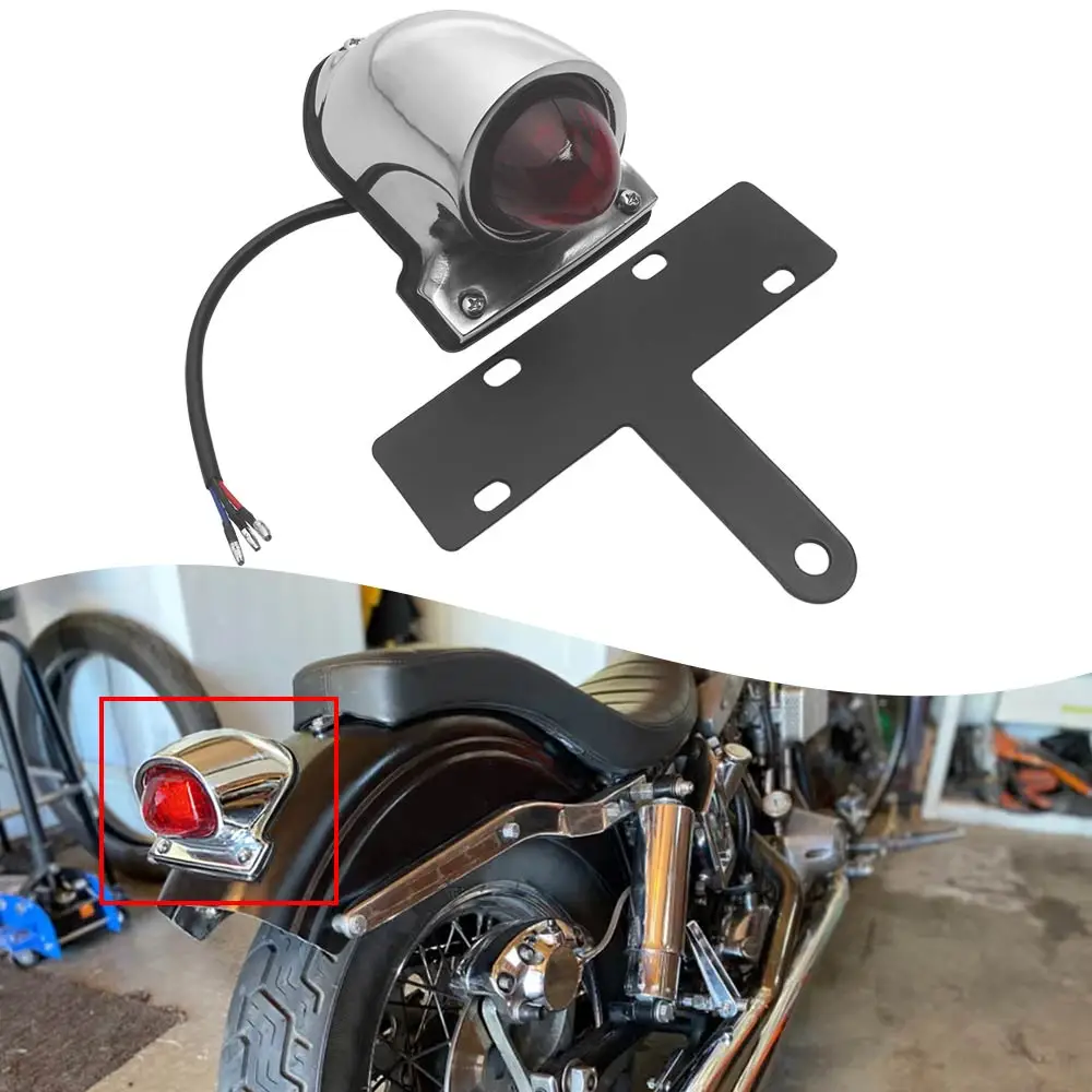 

Chrome Polished Satin Aluminum Taillight For Harley Choppers Bobber Chooper Custom Application And Most Motorcycle Models