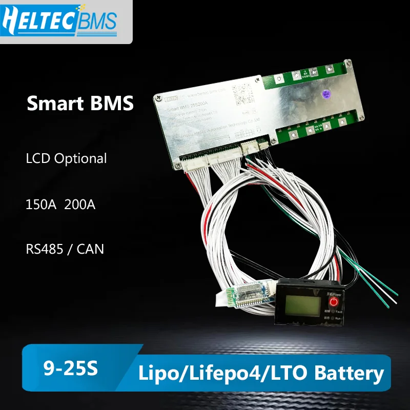 

Балансировочная станция Heltec Smart BMS 9S-25S, LiFePo4, BMS, 16S, 20S, 150a, 200 А, li-ion, LTO, bms, bluetooth, приложение LCD, RS485