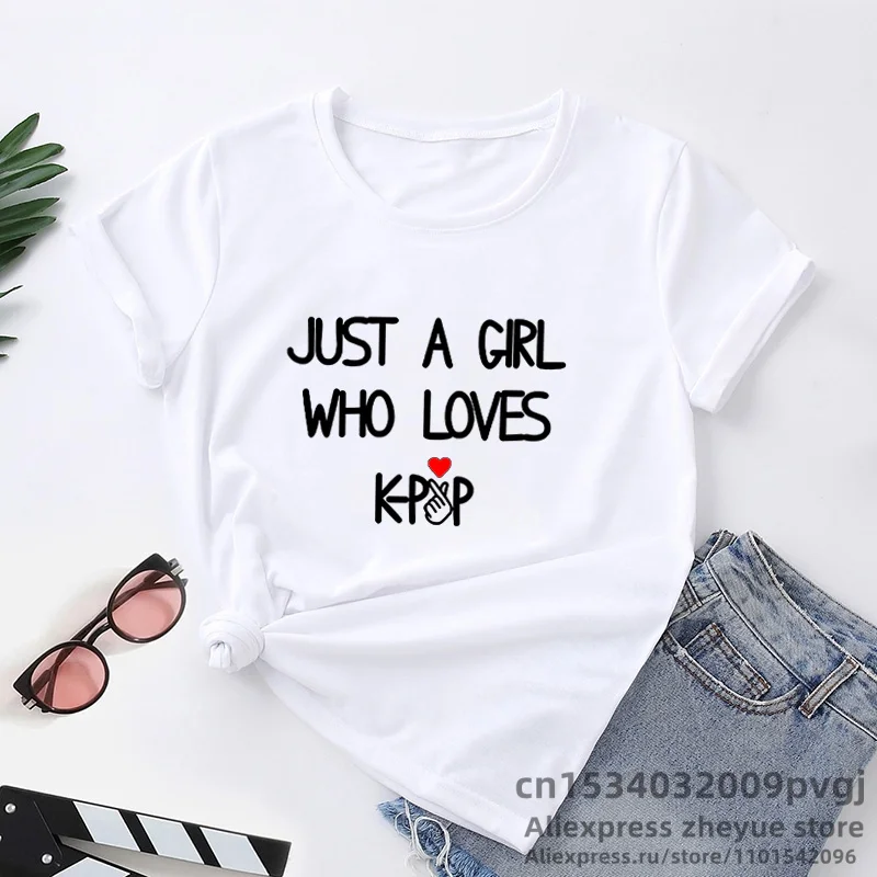 Just A Girl Who Loves Kpop T-shirts for Women Men K-pop Korean Finger Love Concert T-Shirt Short Sleeve Women\'s Clothing