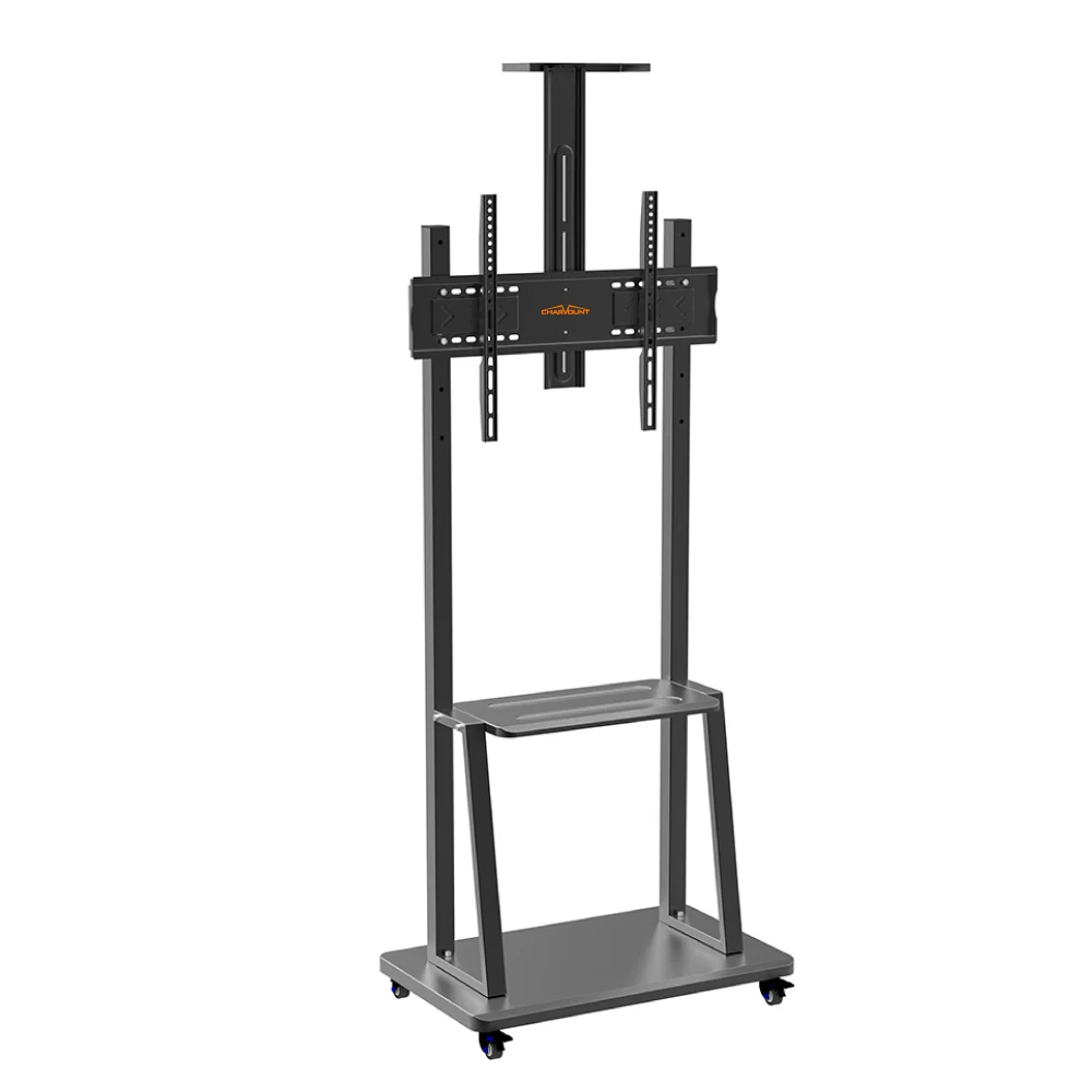 Height Adjustable Mobile TV Trolley Wheels Mobile TV Cart for 32''-70