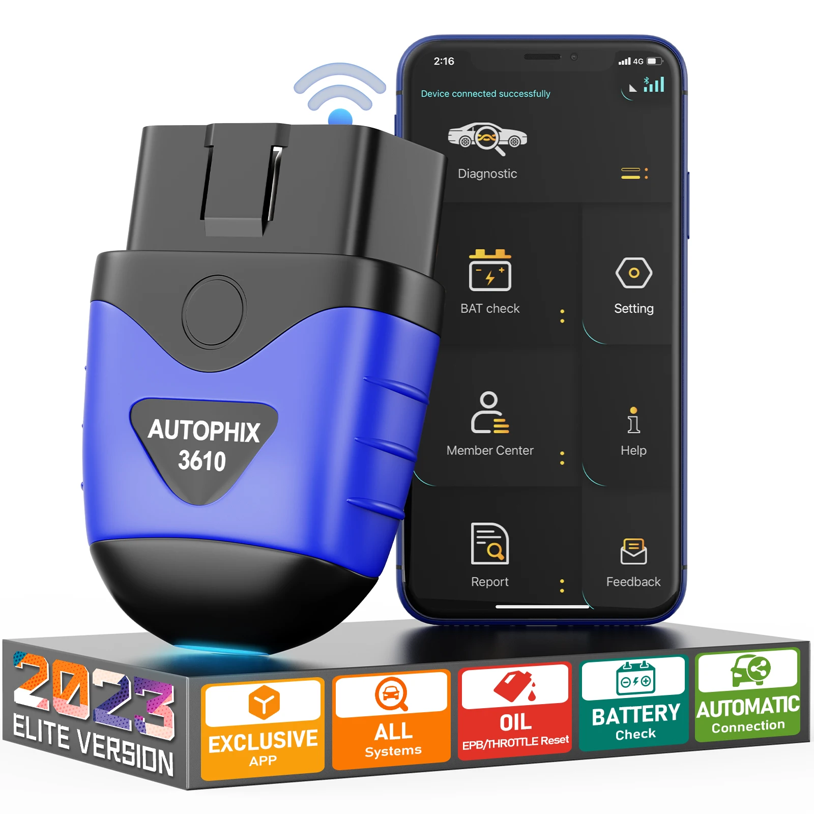 

AUTOPHIX 3610 Bluetooth OBD2 Scanner for VW for Audi Full System Code Reader EPB Reset Battery Check Car Diagnostic Scan Tool