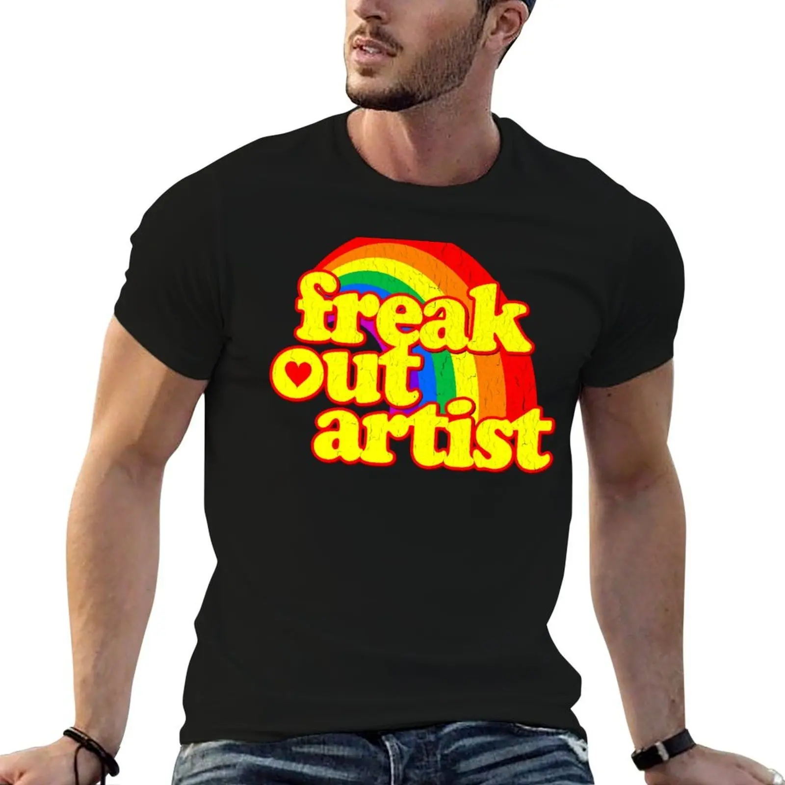 Funny - Freak Out Artist (vintage distressed look) T-Shirt Fashion Simple Casual Tee Shirt