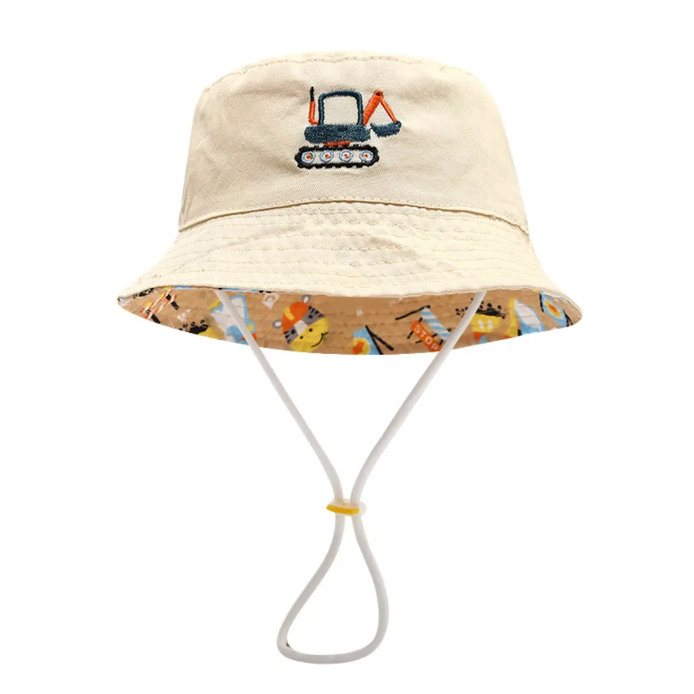 

Casual Cartoon Dinosaur Children Fisherman Hat Embroidery Sunscreen Bucket Hat Anti UV Wide Brim Baby Capybara Sun Cap Toddler