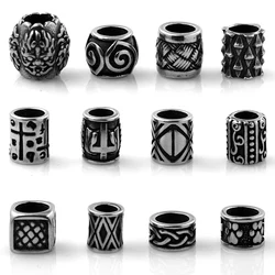 Stainless Steel Spacer Hair beard Beads DIY Paracord Knife Lanyard Jewelry Cylinder Basics Accessories Bracelet Making Supplies