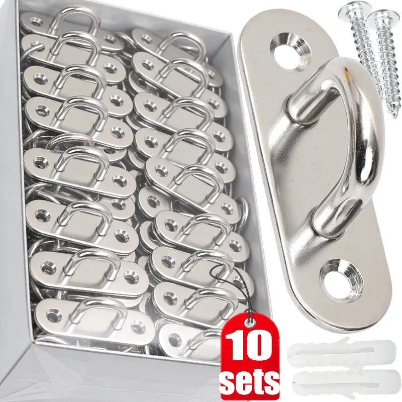 

316 Stainless Steel Pad Eye Plate Wall Anchor Ceiling Hooks for Marine Hammock Rigging Marine Hardware Staple Hook Loop Eyelet
