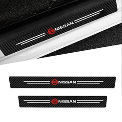 Pegatinas de placa de umbral de puerta de coche de fibra de carbono, accesorios para Nissan Nismo Micra Qashqai Altima Maxima Sentra, 4 Uds.