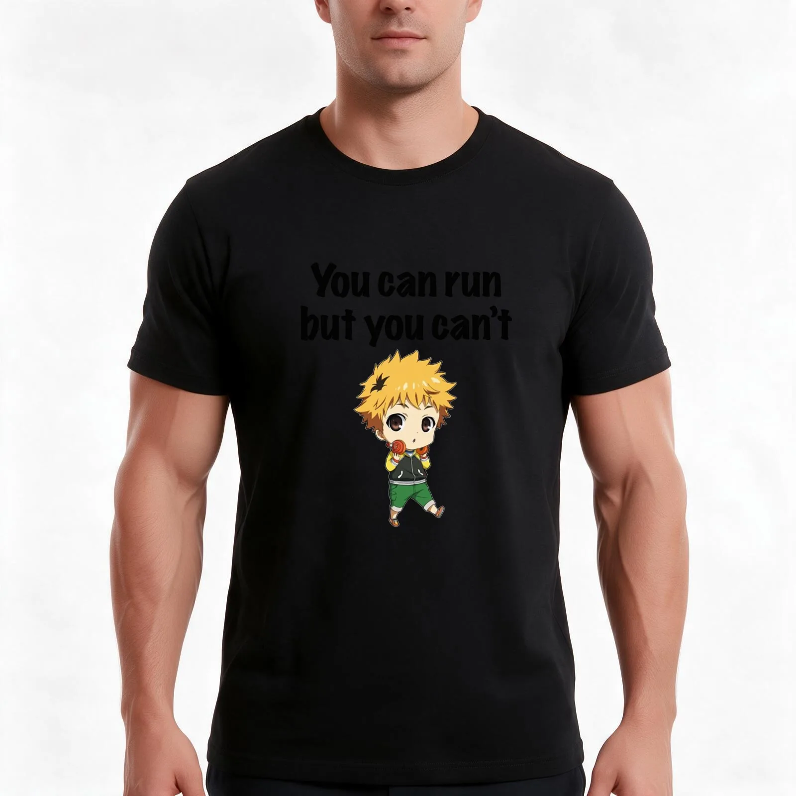 You can run but you can't Hide T-Shirt, Summer Casual Cotton Tee, Oversized Streetwear Tops, Vintage Graphic Print, 100% Cotton