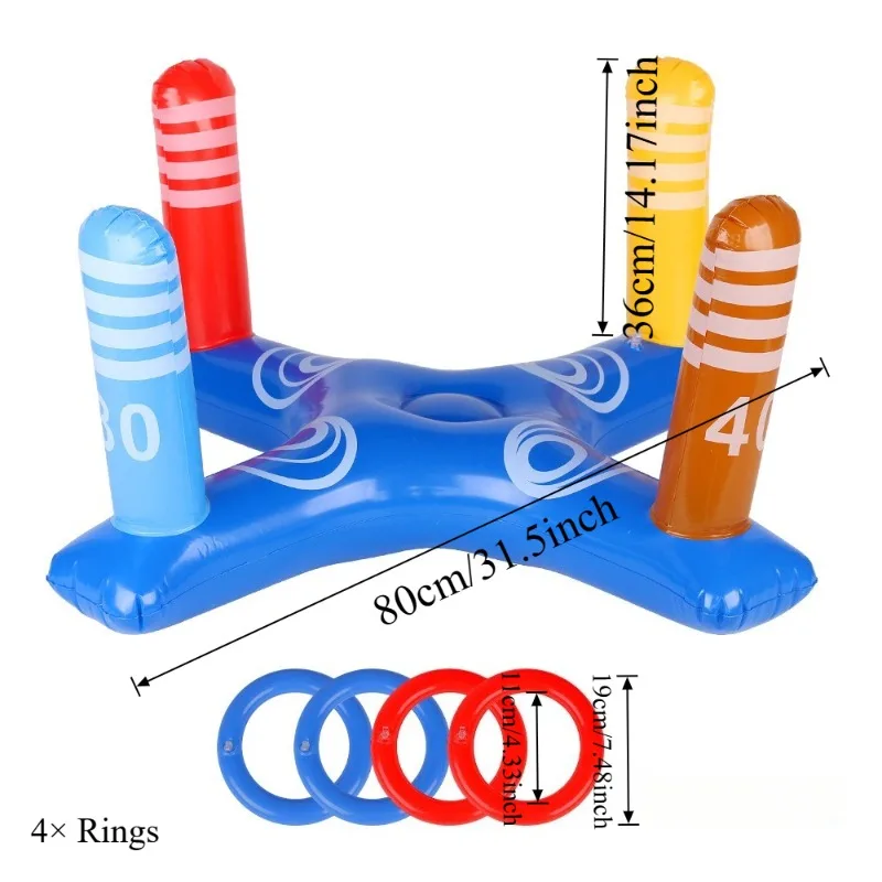 Juego inflable de lanzamiento de anillos de cactus, divertido juguete de fiesta de PVC para niños y adultos, accesorios de juego de Carnaval junto a la piscina, fiesta en la playa de verano al aire libre