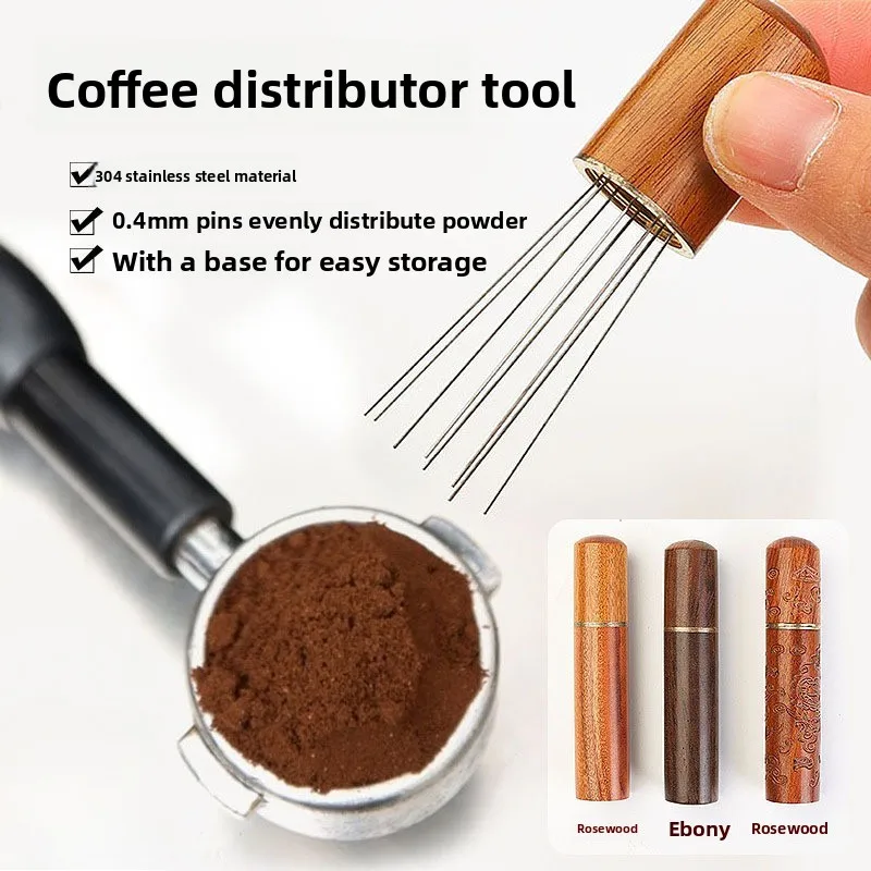 Wood Stainless Steel Coffee Powder Tamper Espresso Powder Stirrer Distributor Leveler WDT Tool Cafe Stirring Barista Accessories