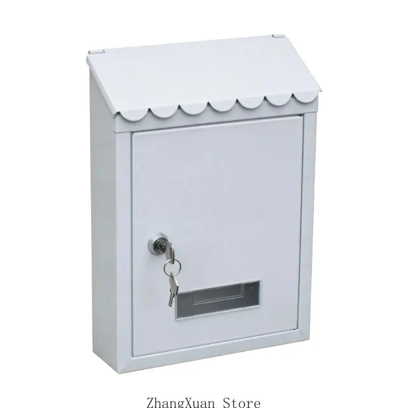 Sloped Roof Wall-Mounted Mailbox with Door Lock, Metal Mail Drop Box for Entryway, Classroom, and Office Use Daily 3XUF