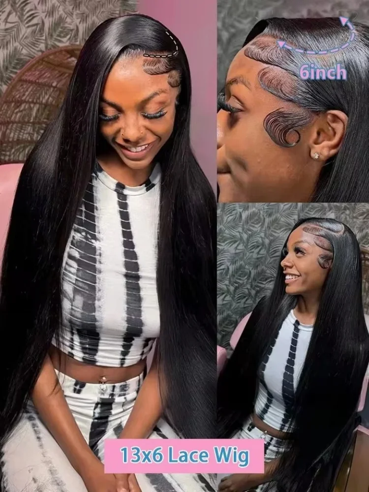 40 46Inch Body Wave Wigs Human Hair 13x6 13x4 HD Lace Frontal 100% Human Hair Wig For Black Women 250 Density Lace Closure Wigs image 4