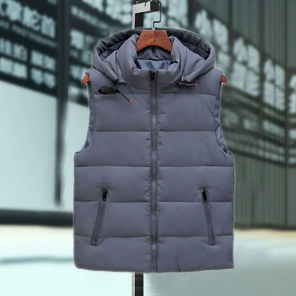 2025 Autumn Winter Men's Hooded Vest Solid Casual Outdoor Sports Couple Waistcoat Fashion Sleeveless Thicken Warm Jackets Male