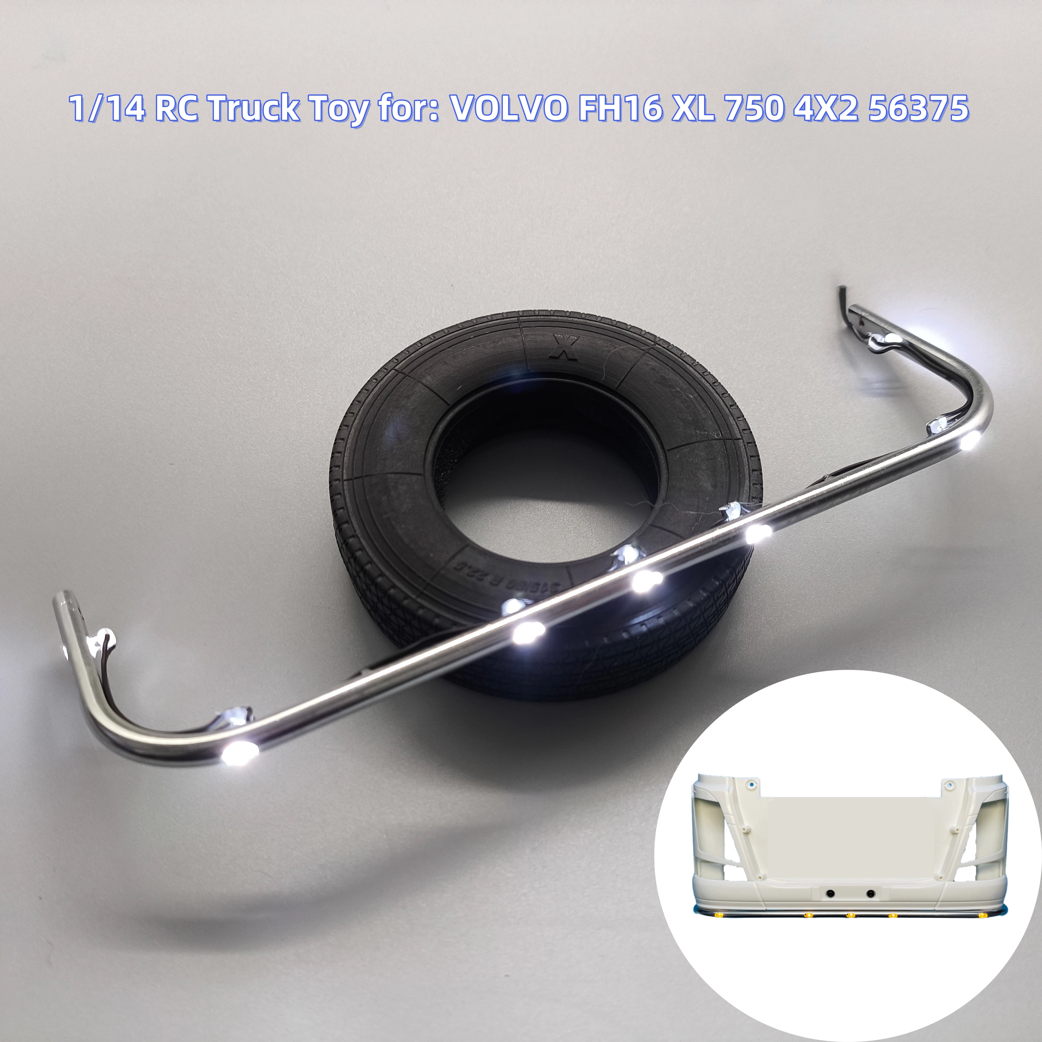 

Металлический передний бампер со светодиодной подсветкой, прочная ограждение для радиоуправляемого грузовика Tamiya 1/14 VOLVO FH16 XL 750 4X2 56375 игрушечных деталей «сделай сам»