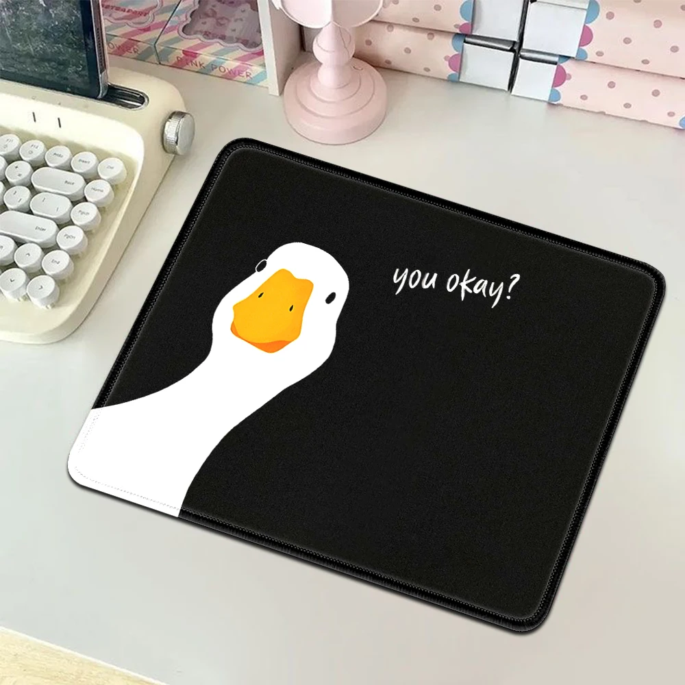 Black Mini Mouse Pad Funny Goose  Meme "are you ok" Portable Small Gaming Mouse Mat Smooth Surface Non-Slip for PC Notebook Desk view 3