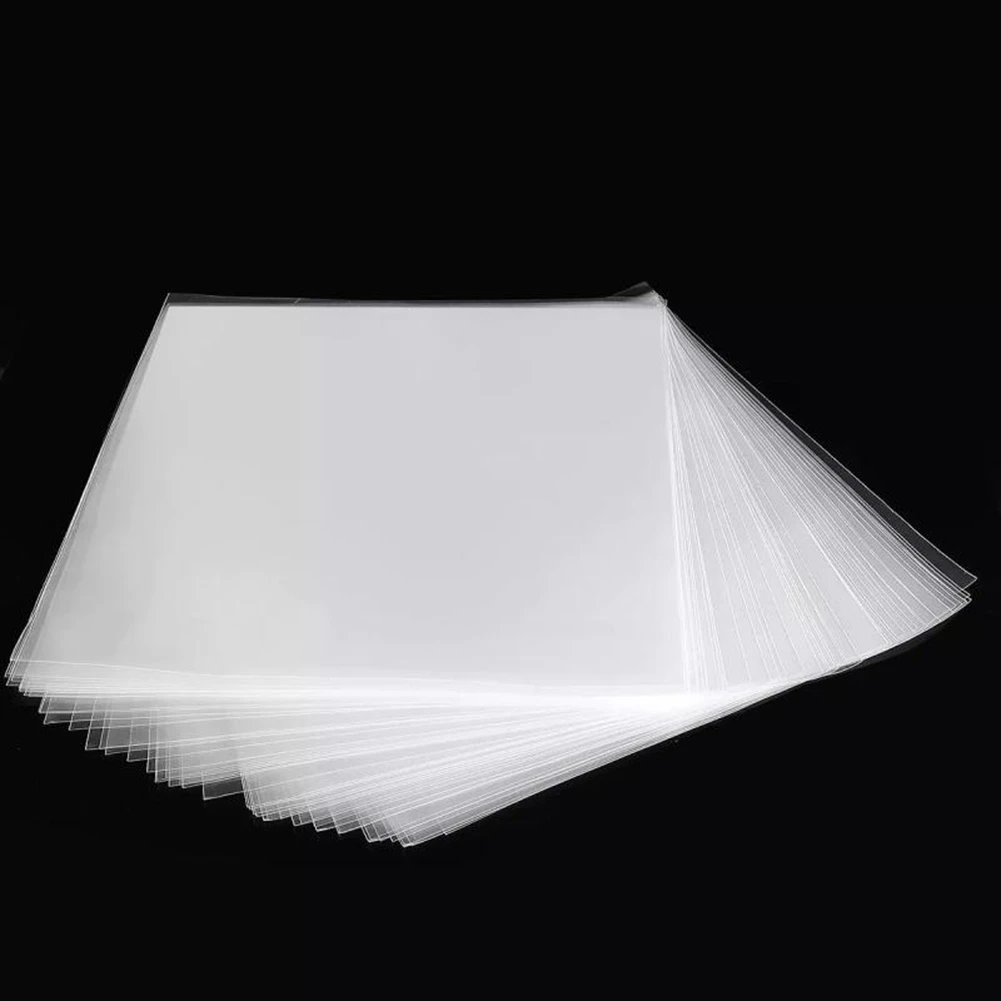 Cubierta protectora de disco de Gel OPP para tocadiscos, bolsa de disco de vinilo LP, abierto plano, 50 piezas