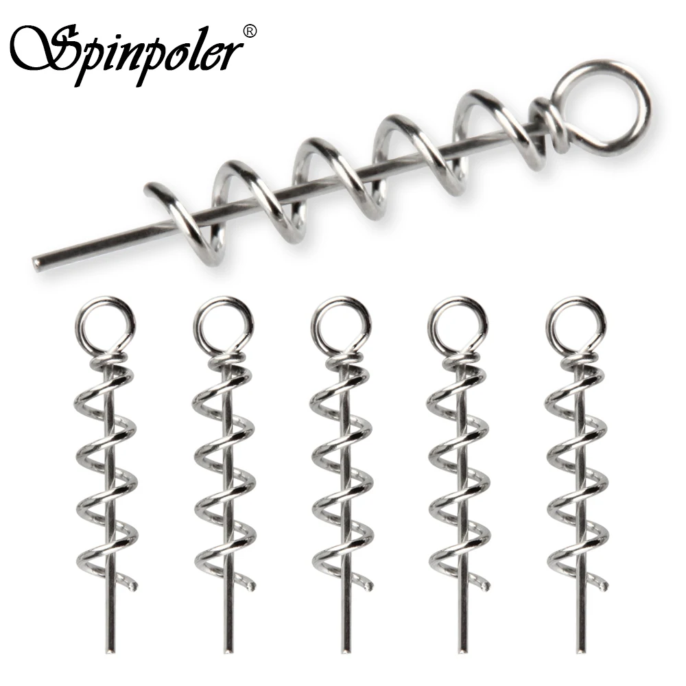 Spinpoler Big Shallow Screws Soft Plastic Lures Stainless Steel Spring Twist Lock Fishing Crank Hook Centering Pin Latch Needle