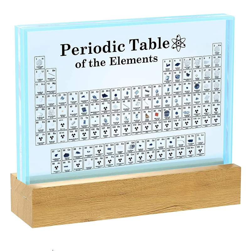 

Mendeleev Periodic Table of Elements with Real Sample Elements 83 Chemistry Materials Inside USB Wooden Colorful LED Light Base