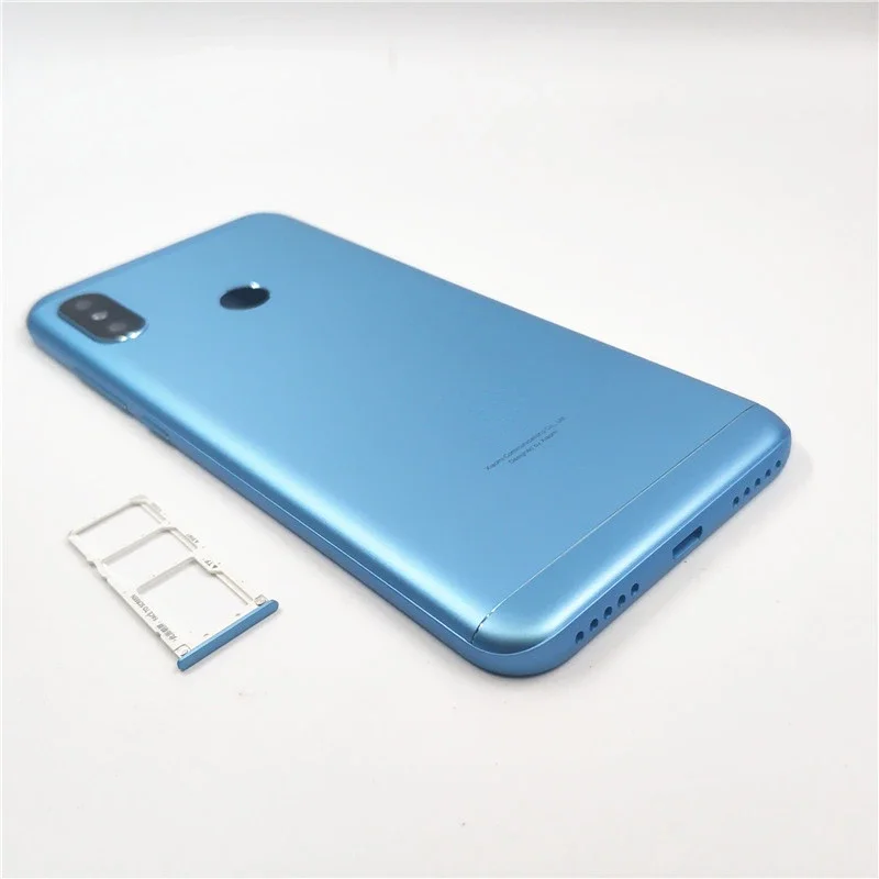 For Xiaomi Mi A2 Lite/ Redmi 6 Pro Battery Back Cover Rear Housing Metal Door Camera Glass Lens+Side Button+Sim Tray