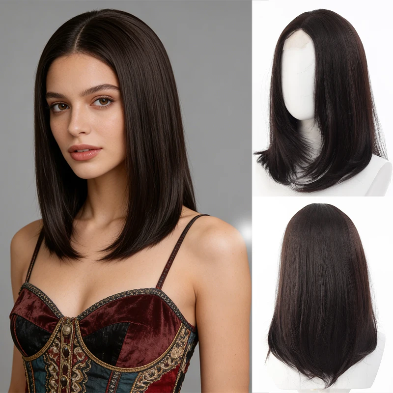 

Wig short hair women's full head set styl dyed bob hair age reducing natural simulation hair