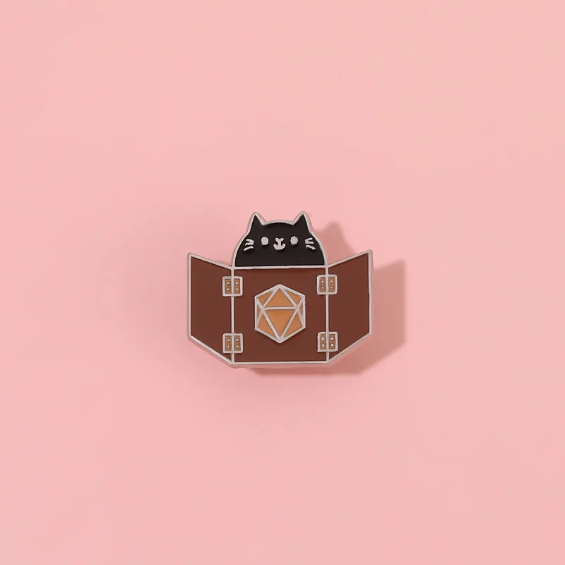 Black Cat Enamel Pin Custom Witch Spell Book Brooches Lapel Badge Fun Cute Animal Jewelry Gift for Kids Friends