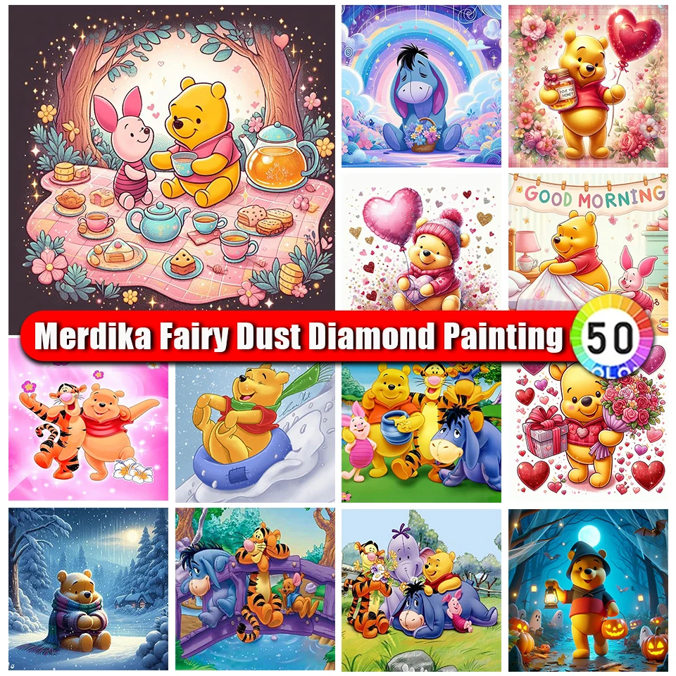 

Picture Size Fairy Dust Diamond Painting Disney Cartoon Winnie The Pooh Diamond Mosaic Embroidery Children's Room DIY Decoration