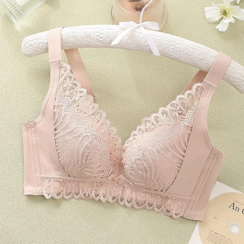 Large Size Breathable Bra Thin Style Gathered Anti-Sagging Underwear Women\'s No Underwire Bra Soft Comfortable Wipe Chest