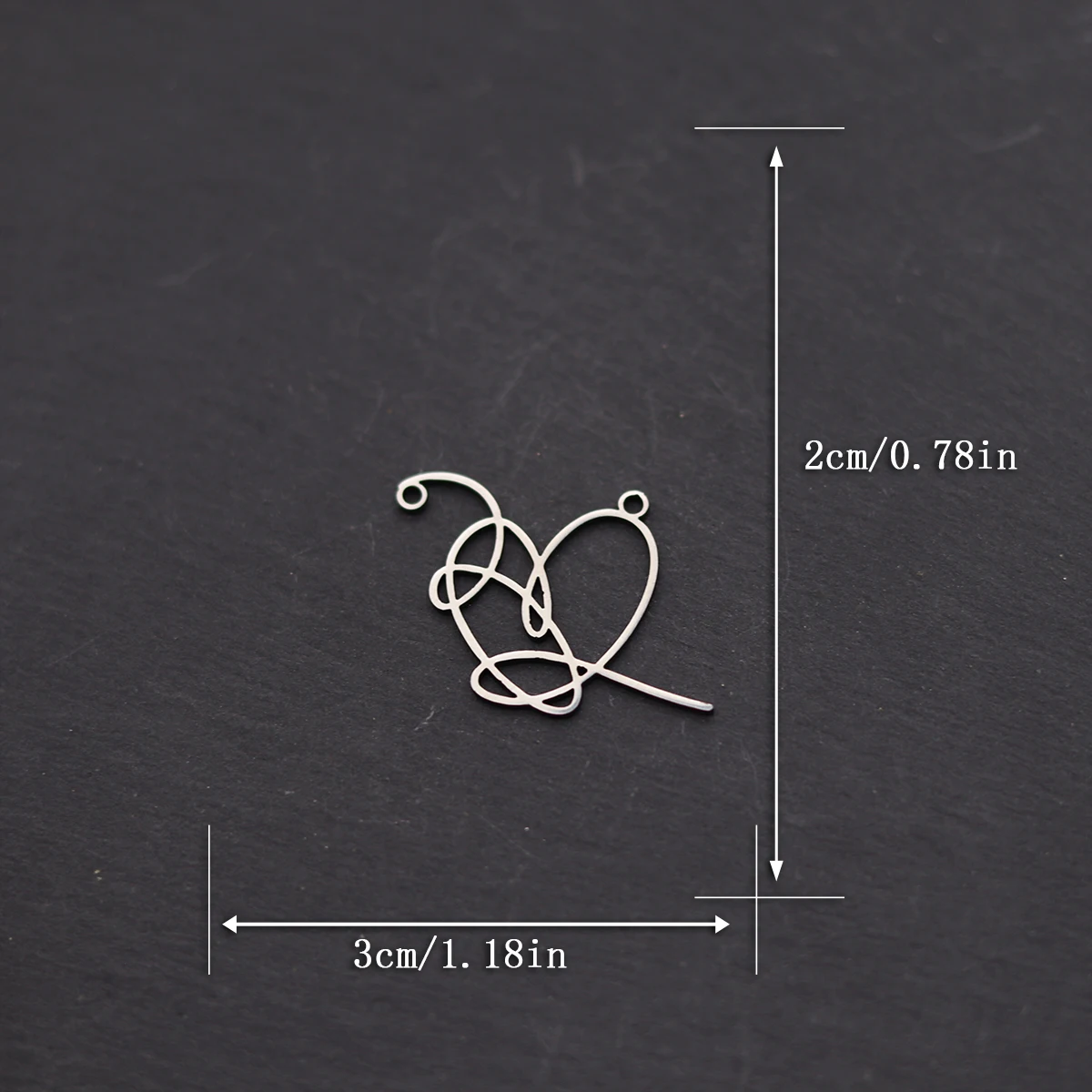 3Pcs Stainless Steel Artistic Line Abstract Love Heart DIY Jewelry Charms Set for Bracelet, Necklace Crafting Craft Accessories
