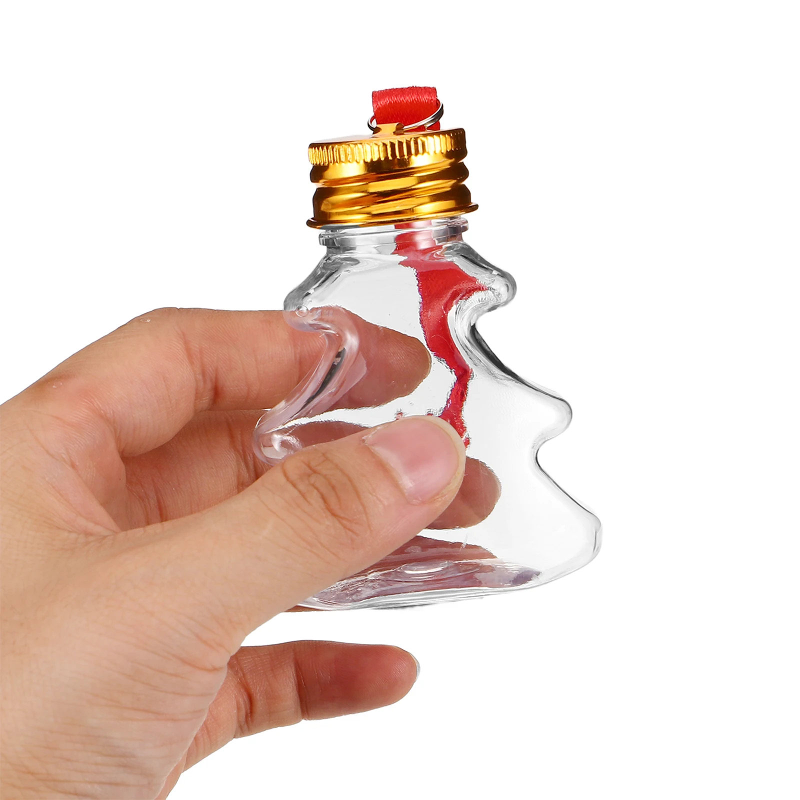 

12pcs 50ml Christmas Drink Balls Clear Booze Ball Plastic Fillable Water Bottle with Aluminum Caps Ribbon Xmas Tree Hanging