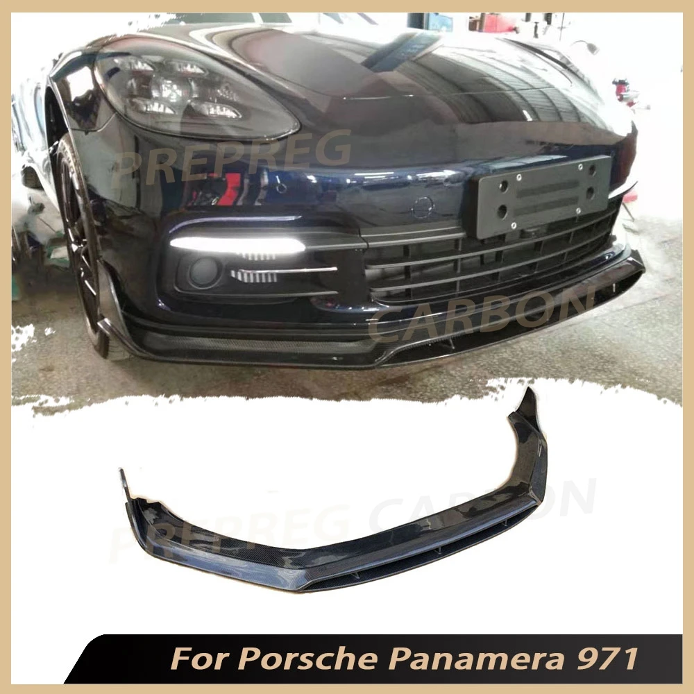 

Real Carbon Fiber Head Bumper Extension Chin Front Lip Chin Spoiler For Porsche Panamera 971 2017 2018 2019 FRP Car Styling
