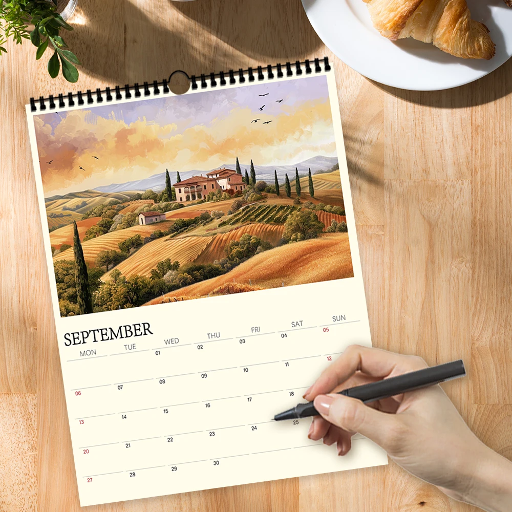 1 pezzo, 2026, edifici di riferimento di fama mondiale, 12 disegni distinti, calendario da parete, compleanno, Natale, regalo di Capodanno