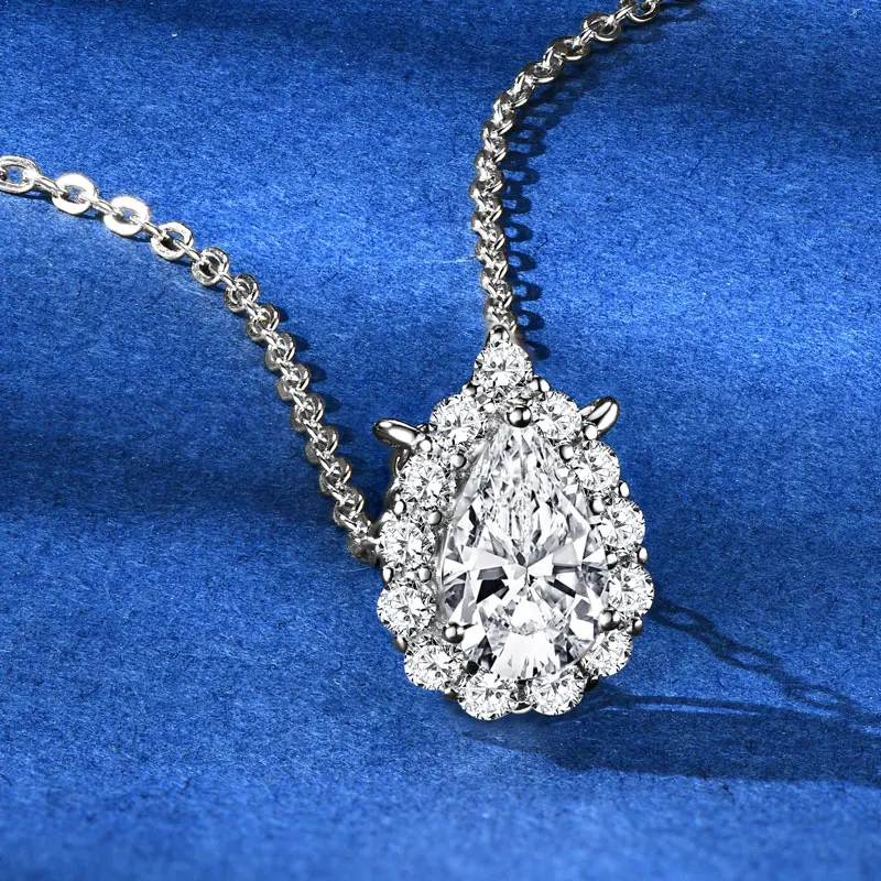 

Lnkry 1CT Pear Cut Moissanite Pendant Necklace With GRA Certificates 925 Sterling Silver Chain Necklaces For Women Fine Jewely