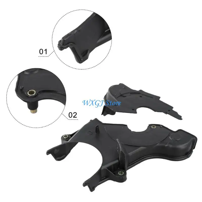 37JE B6601050LE Black Engine Timing Cover Set Middle Lower Engine Timing Belt Cover