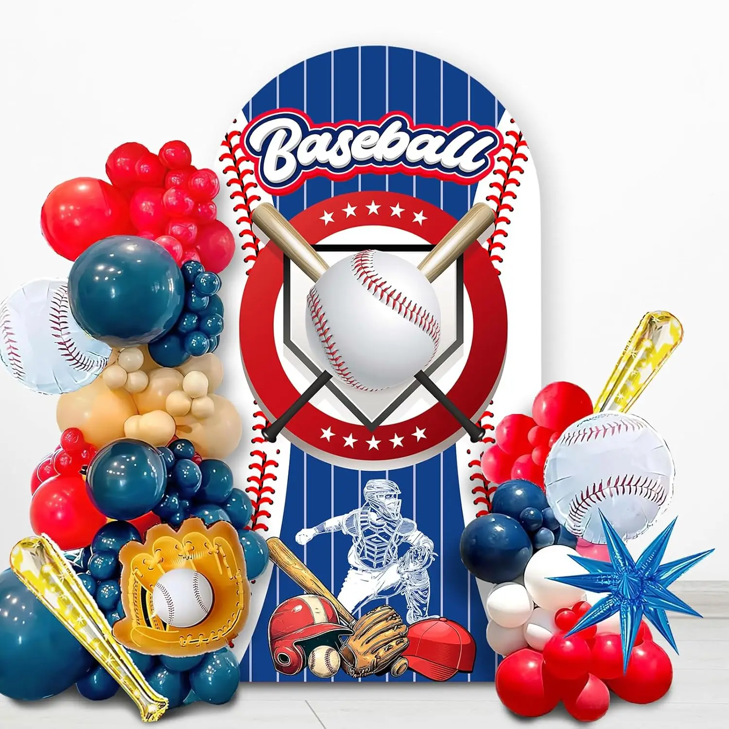 Custom 2-sided Baseball Game Arch Backdrop Cover Sport Themed Baseball Toss Swing Catch Party Background Birthday Supplies Props