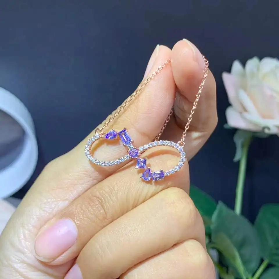 

The Best Gift for Engagement Natural Tanzanite Pendant 925 Sterling Silver Fashion Real Tanzanite necklace