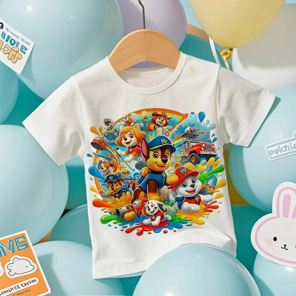 Toddler PAW Patrol Cartoon T-Shirt Cute Puppy Team Graphic Short Sleeve Tee Kids Summer Clothes