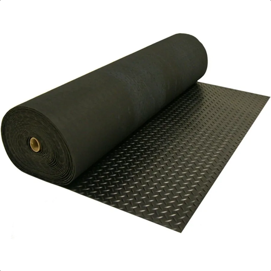DiamondPlate Rubber Flooring Rolls m x 4 ft x 7 ft Rolls Black