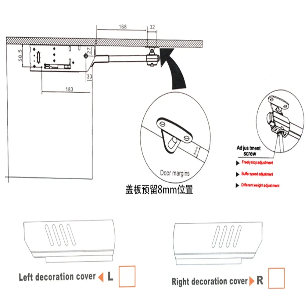 Heavy-duty Upturn Door Can Stop At Will Support Bar Cabinet Door Anti-pinch Hand Struts Closing Door Silent Buffer Support Bar