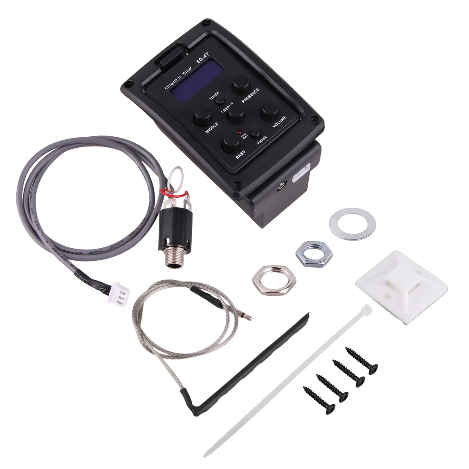Ein Set mit 4-Band-EQ-Equalizer, Akustikgitarren-Vorverstärker, Piezo-Tonabnehmer mit LCD-Tuner, Gitarrenzubehör – Detail 2