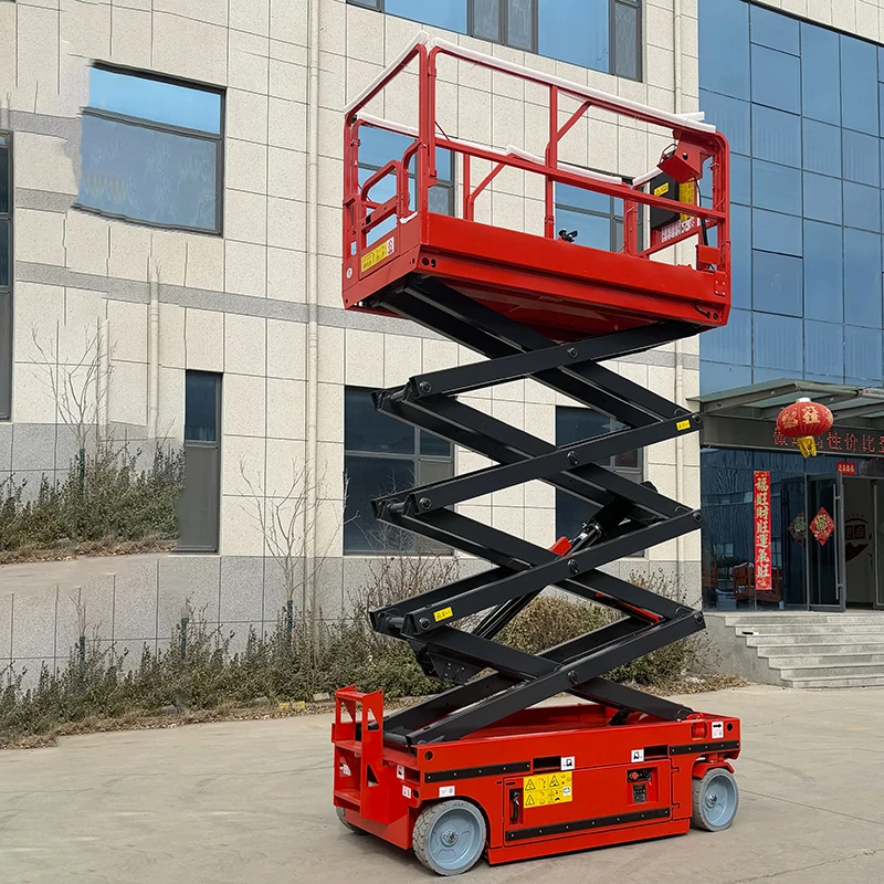 Compact Electric Scissor Lift 6m 8m 10m 12m 16m 200kg Portable Self-Propelled Wheel Platform For Outdoor Building Works