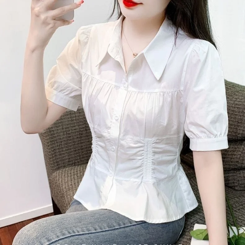 

Рубашки с коротким рукавом, женские льняные приталенные рубашки с застежкой, милые рубашки Cottagecore, художественные, девичьи, студенческие, молодежные, в консервативном стиле, для повседневного отдыха